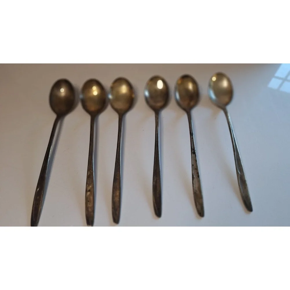 SUPREME SILVER SILVERPLATE ICED TEA SPOONS SET OF 6 VINTAGE FLATWARE 5.5